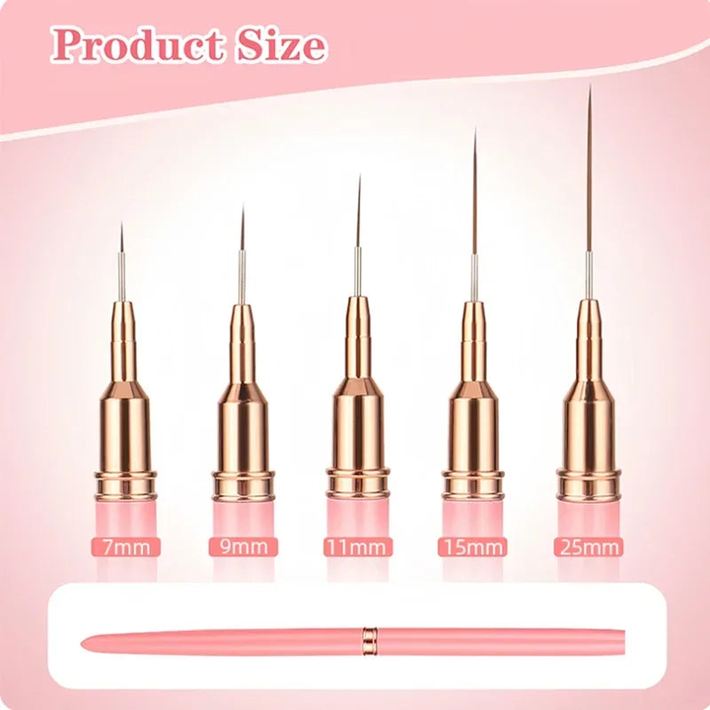 LINMANDA Nail Art Liner Brushes Long Lines Liner Brush UV Gel Polish Painting Nail Design Brush Metal Handle Nail Drawing Pens