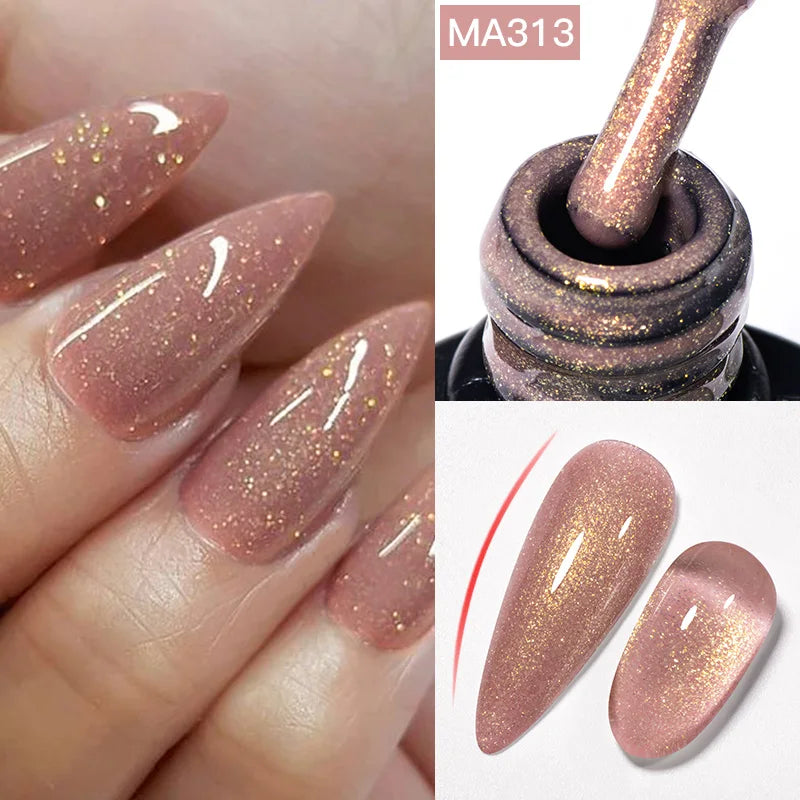 MEET ACROSS 7ml Jelly Nude Shimmer Rubber Base Gel Glitter Pink Purple UV/LED Nail Art Vernis Gel Polish for Manicure Nails DIY