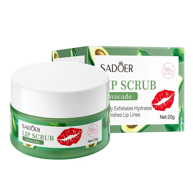 SADOER Fruit Lip Scrub Cream Moisturizing Lips Plumper Hydrating Nourishing Avocado Orange Strawberry Lip Mask Lipstick Care