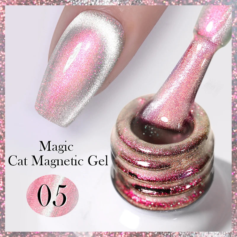BORN PRETTY Sparkling Glass Bead Cat Magnetic Gel Nail Polish Flash White Spar Red Color Semi Permanent Soak Off UV Gel Varnish