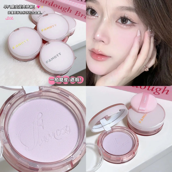 1Pc Matte Oil Control Pressed Powder Waterproof Concealer Pressed Setting Powder Lasting High Gloss Brighten Face Korean Makeup
