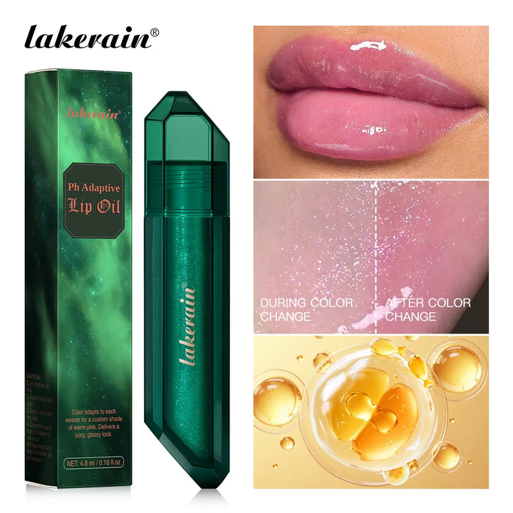 PH Adaptive Color Lip Oil Instant Glass Shine Plumping Finish Iridescent Shine Lip Oil Long-lasting Hydration Smooth Lip Care
