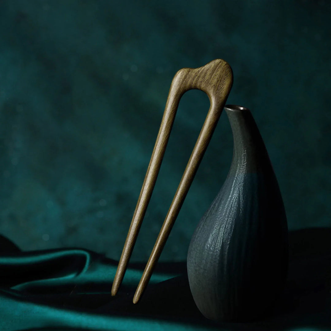 Handmade Wooden Hair Sticks Black Sandalwood U Shaped Hair Clips Simple Solid Color Hair Bun Maker Ponytail Holder for Women