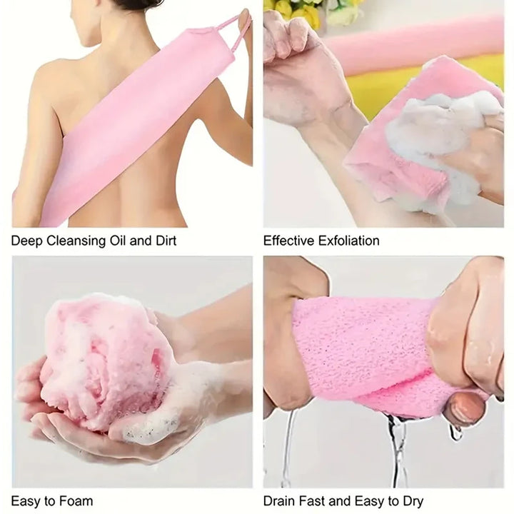 4 Color Exfoliating Bath Scrubber Glove,Towel Body Back Scrub Towel for Bath Stretchable Full Body Scrub Bathroom Supplies