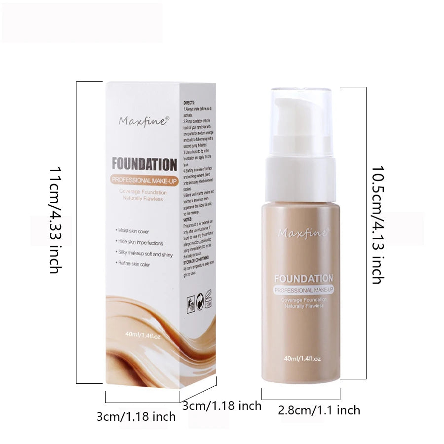 12 Shade Liquid Foundation with Long Lasting Oil Control Concealing Hydrating Lightweight Fine Texture and Non Cakey 1PCS
