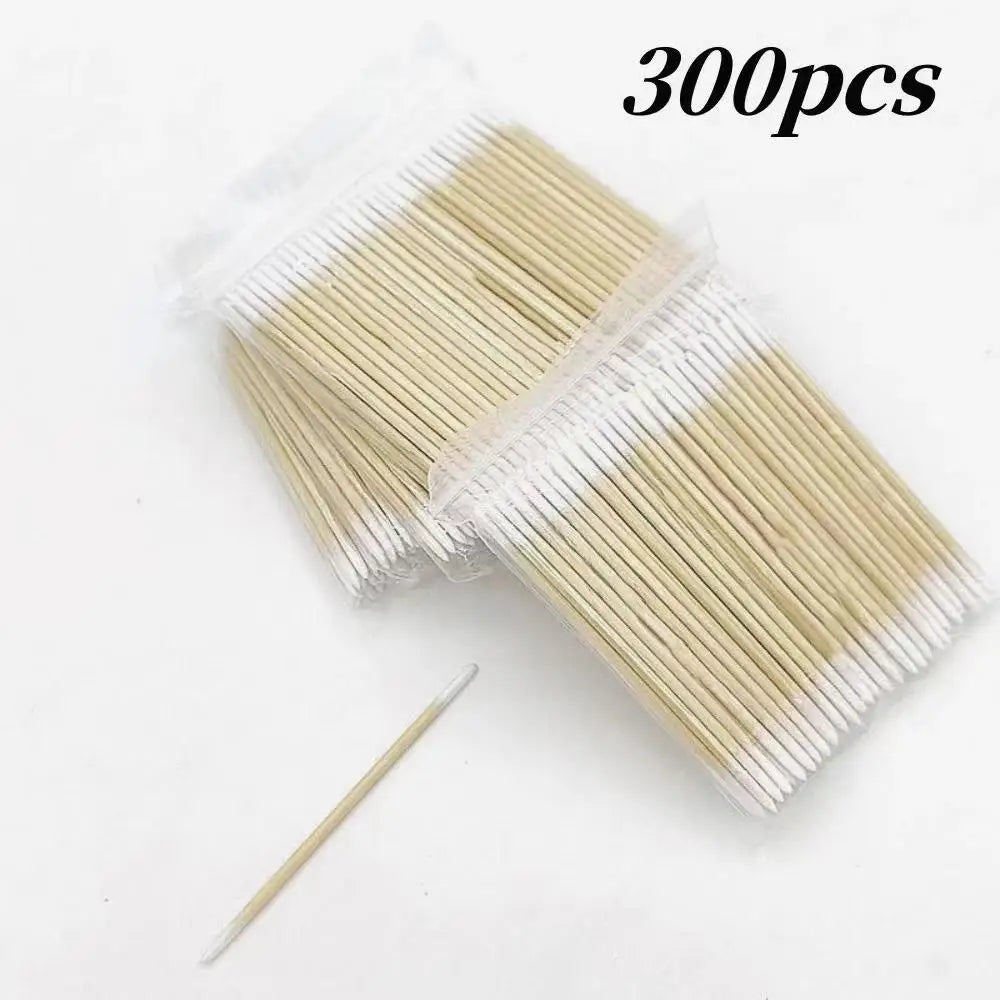 100/300/500 Nails Wooden Tip Cotton Stick Buds Disposable Ultra-Detail Corrector Nail Polish Remover Clean Sticks Manicure Tools