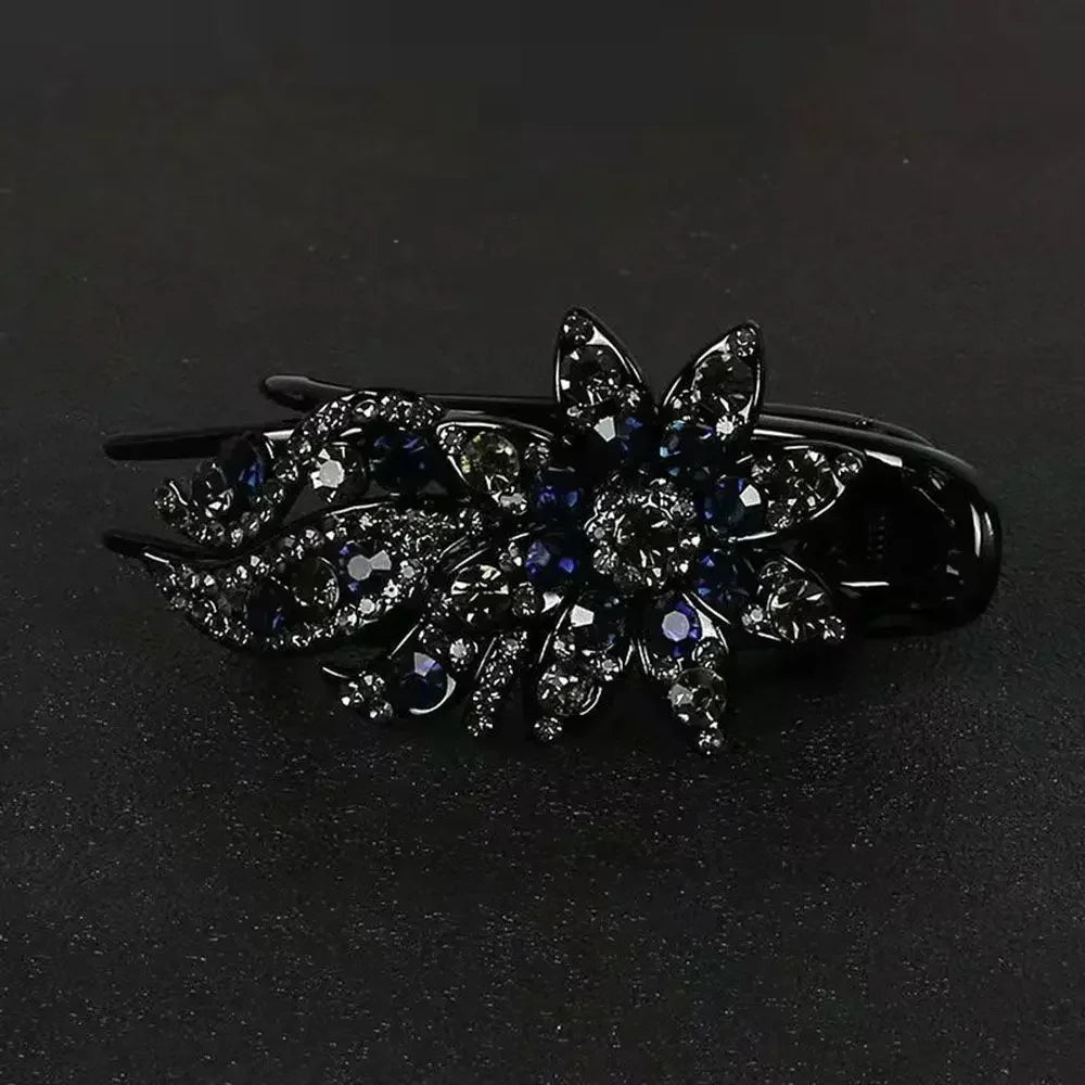 Shiny Rhinestone Hairpin Flower Leaf Duckbill Hair Claws Retro Hair Clips Accessories For Women Shinning Ponytail Headwear