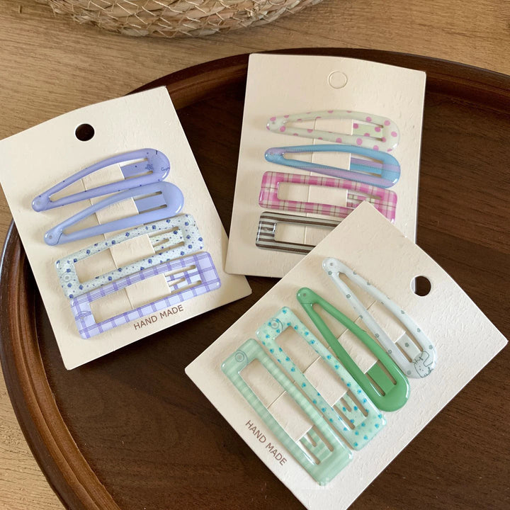 4Pcs Polka Dot Plaid Snap Hair Clips For Women Girls Colorful Geometric BB Clips Sweet Hairpin Strong Barrettes Hair Accessories