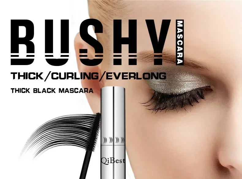 Qibest Silver Tube Mascara Waterproof Long & Curling Black Eyelashes Easy Removal No Dizziness Everlastingly Lasting