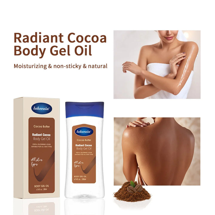 Lakerain Cocoa Butter Gloss Body Oil Moisturizing Nourishing Cocoa Body Gel Oil 200ml Nourishing Cocoa Body Gel Oil Massage