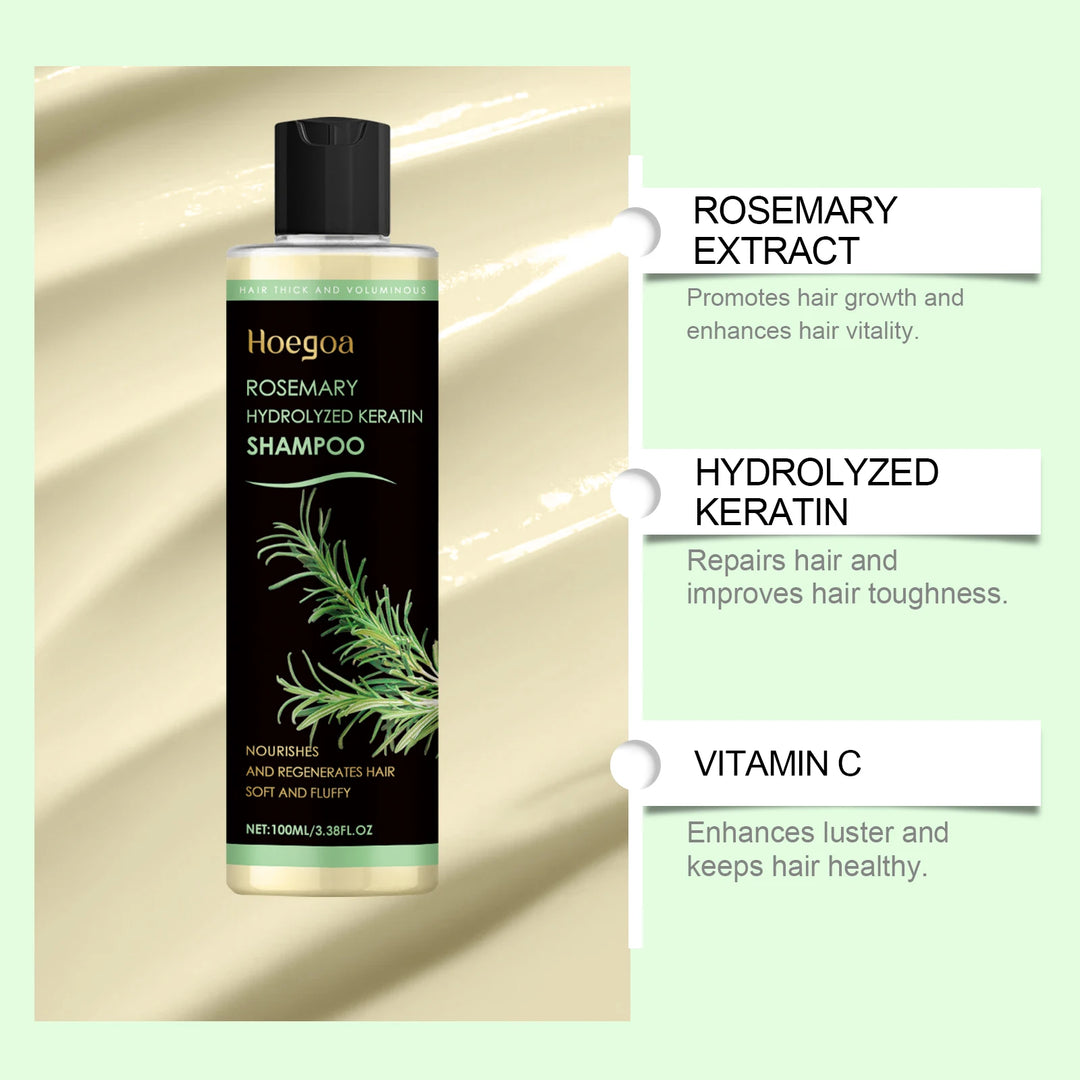 Organic Rosemary Hair Growth Shampoo Thickening Hydrolyzed Keratin Dry Frizzy Damaged Repair Moisturizing Scalp Cleaning Shampoo