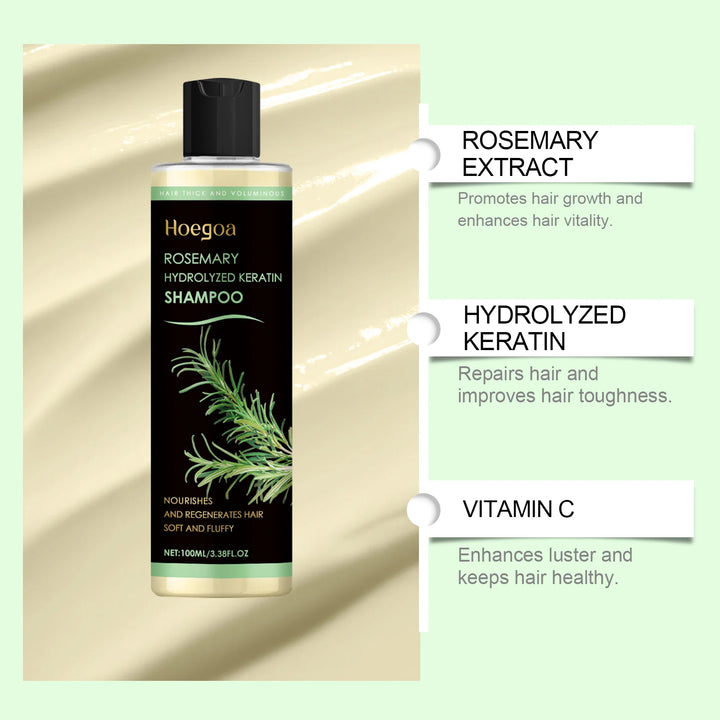 Organic Rosemary Hair Growth Shampoo Thickening Hydrolyzed Keratin Dry Frizzy Damaged Repair Moisturizing Scalp Cleaning Shampoo