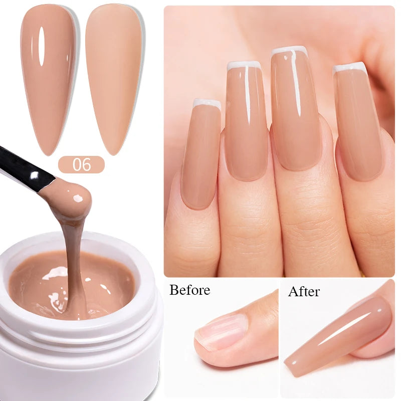 15ml Extension Gel Nail Polish Hard Jelly Build Nail Gum Clear Nude Natural Color French Soak Off UV Construction Gel