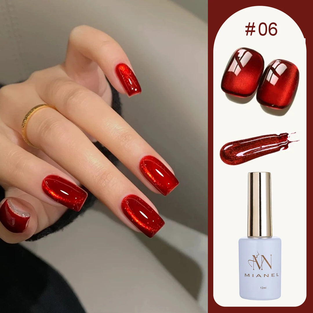 12ML 1-21PCS Autumn Nails Red through half the Sky Cat Eye Nail Glue Halloween New Whitening Glass Bead Cat Eye Nail Polish