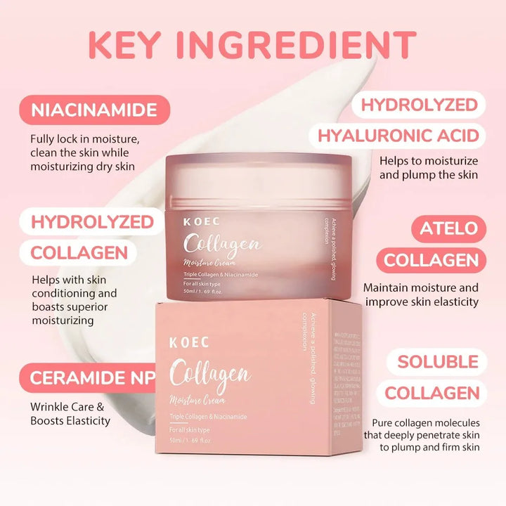 Collagen toner + triple collagen moisturizing cream, facial moisturizing moisturizing nourishing and brightening skin tone