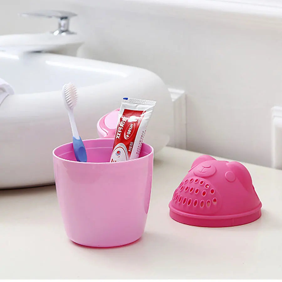 Baby Shampoo Cup Cute Cartoon Bear Toddle Shower Spoons Multifunction Kids Toothbrush Cup Shower Head Washing Hair Cup Bath Tool