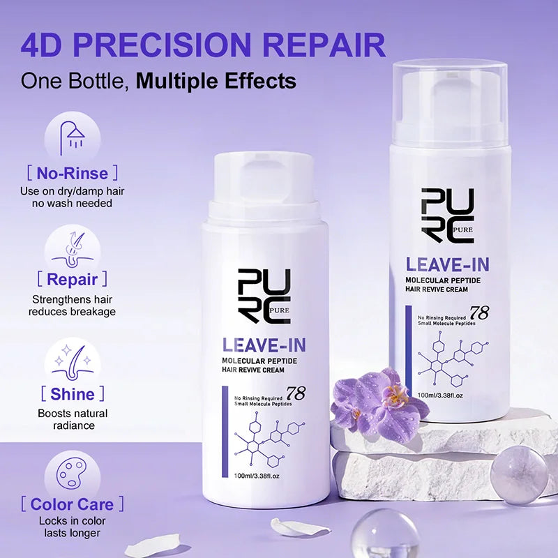 PURC Leave-In Keratin Hair Mask, Repair Damaged Hair, Softness & Shine, Hair Treatment, Smoothing Hair Cream, Hair Care Products