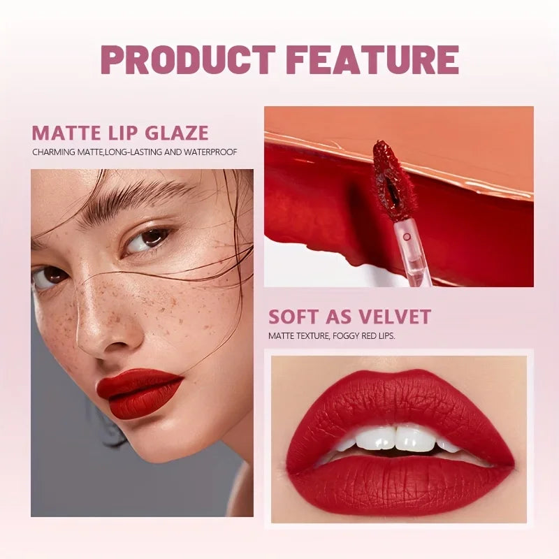 Velvet Matte Liquid Lipstick, Lightweight Thin-as-Fog Texture, Long Lasting Waterproof Lip Makeup Gift for Women