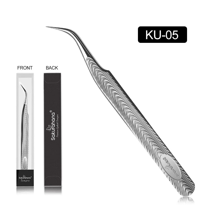 SAKURAHANA Anti-Static Eyelash Tweezers Professional High Precision Volume Extension Stainless Steel Anti-slip Makeup Tool