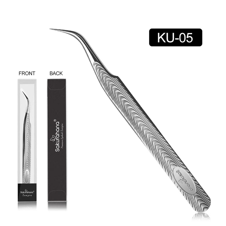 SAKURAHANA Anti-Static Eyelash Tweezers Professional High Precision Volume Extension Stainless Steel Anti-slip Makeup Tool