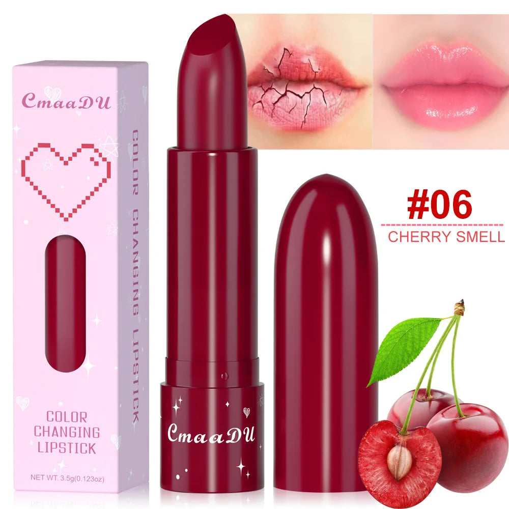CmaaDu 6 Color Shine Changing Lipstick Waterproof Tinted Lip Balm Fruit Infused Nourishing Glow For Moisturizing Lip Care