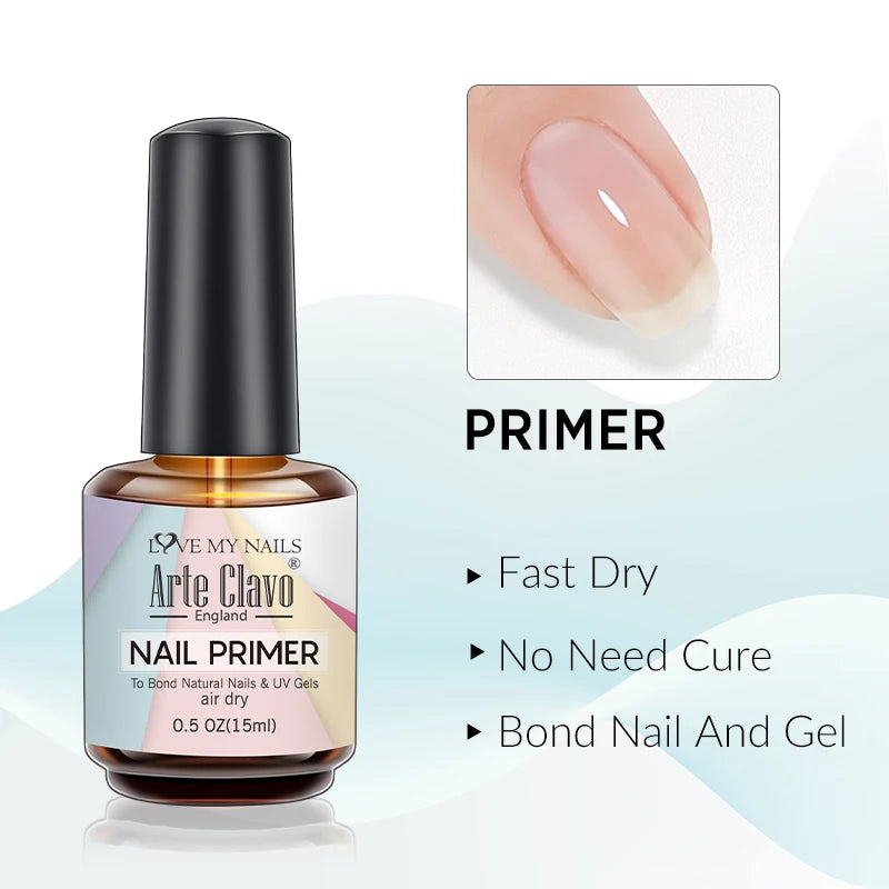 Arte Clavo 15ml Nail Primer Fast Air Dry Base Cleaning Agents UV Gel Polish Dehydrate Primer Base Coat Balance Fluid Acid Free