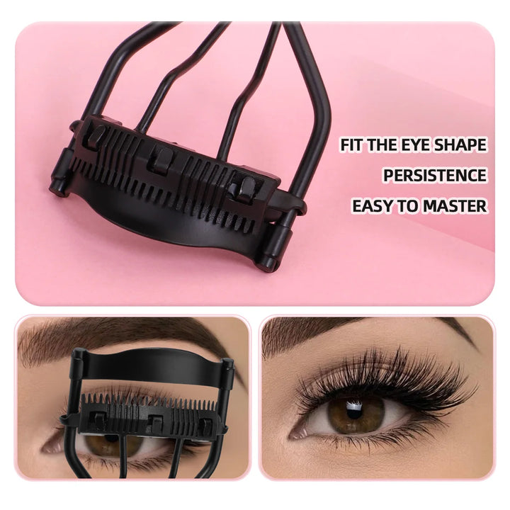 1 portable eyelash curler with 5 silicone pads, stainless steel eyelash curler, permanently shaping big eyes.