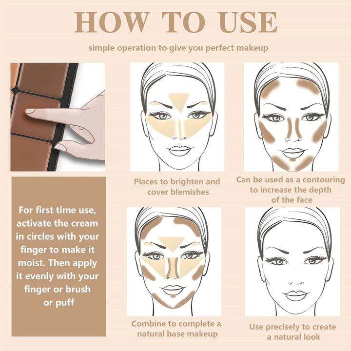 12 Colors Contour Palette，Blush Highlighter Bronzer Powder All in one Makeup Palettes，Blendable Matte Shimmer Illuminator Palett