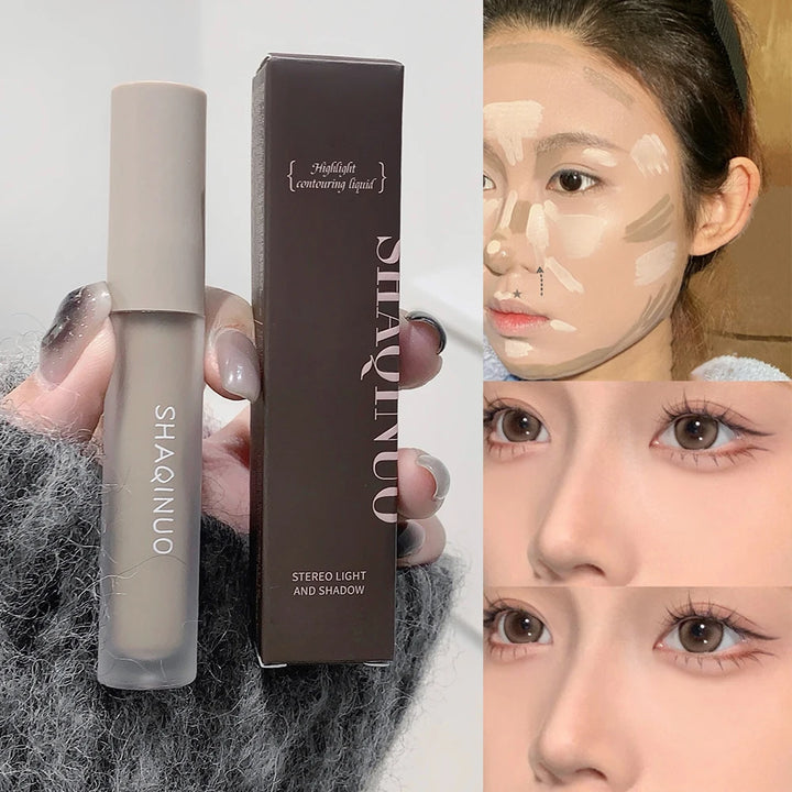 Facial Liquid Contour Stick Concealer Contouring 3D Cement Grey Nose Shadow Cream Brighten Highlighter Bronzer Concealer Makeup