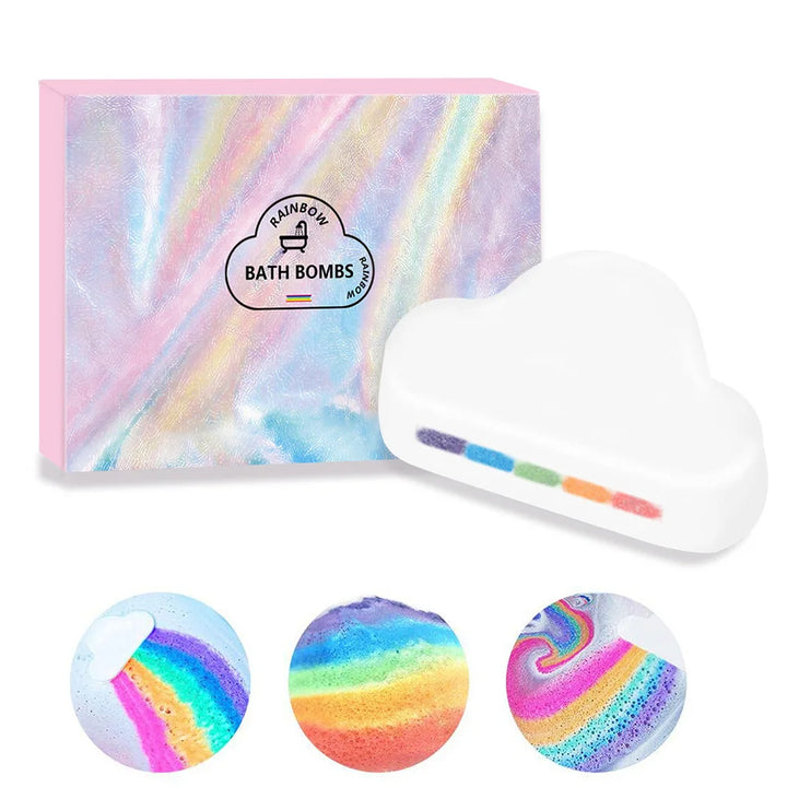 Rainbow Bath Bombs Gift Set - Handmade Fizzies for Women 6.5 oz - Perfect for Bubble & Spa Bath- Essential and Fragrance Oils