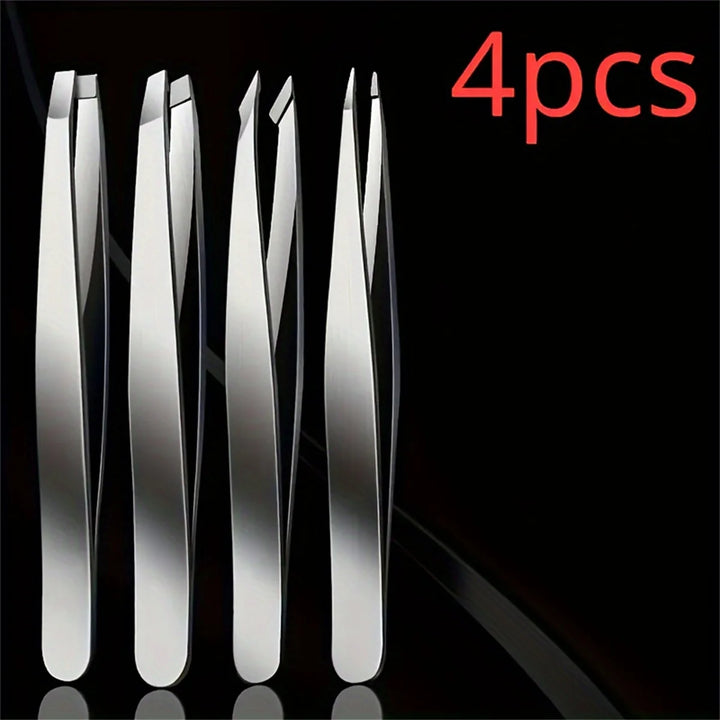 1/4 pcs Professional Eyebrow Tweezers Set Silvery and Rose Golden Eyebrow Forceps Beauty Tool Set For Facial Hair Inward Growing
