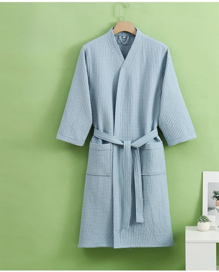 Bathrobe for Women and Men Cotton Waffle Quick Drying All Season Thin Design Hotel Bth Towel Beauty Salon Bath Robe Couples