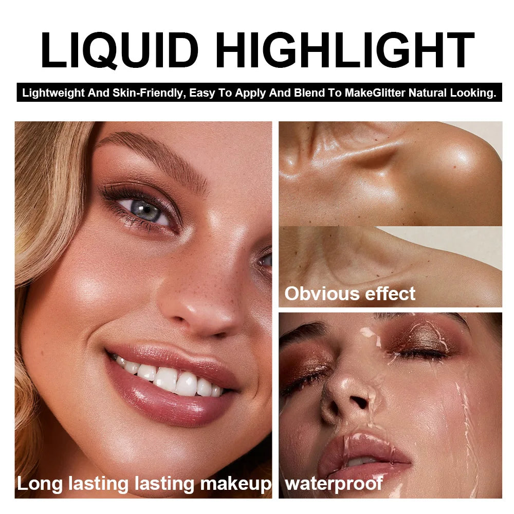 3 Color Face Liquid Highlighter Bronzer Contouring Highlight Fluid Makeup Face Shimmer Shine High Lighter Iluminador Maquillaje