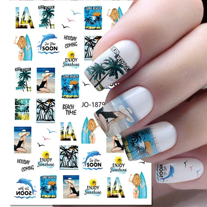 Nail Art Stickers Woman Girl Sexy Sticker Body Press on Nail Slider Black White Decal Decoration Nail Design Accessories Wraps
