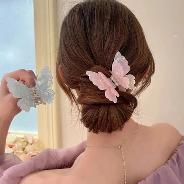 Fairy Butterfly Hair Claw Acetate Crab Hair Clip Summer Sweet Princess Shark Clip Coiled Hairpins Hairs Accessories French Retro