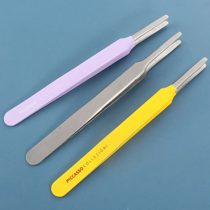 Multifunctional Round Tip Eyebrow Tweezers Stainless Steel Straight False Eyelashes Applicator Eyelash Extension Aids