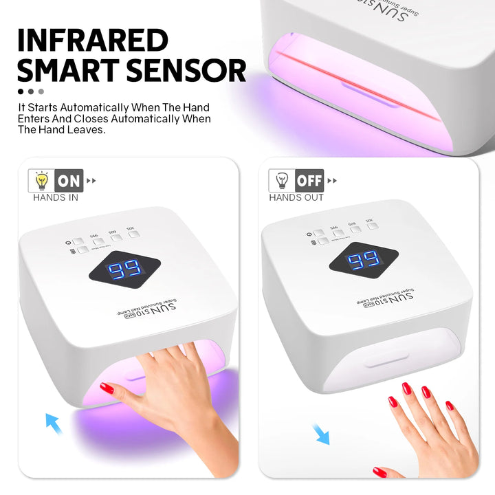 120W UV LED Nail Lamp Professional 30 LEDs Nail Dryer with 3 Timer Settings Rechargeable Manicure Lamp for Curing All Nails Gel
