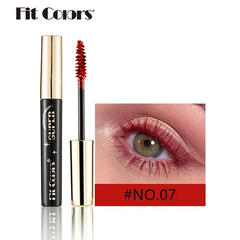 Color Mascara 14 Thick Curl Waterproof Non-smudding Natural Long Lasting Blue White Green Pink Black  Eye Makeup