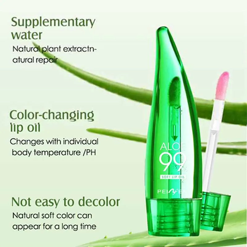 99% Aloe Vera Temperature - changing Lip Balm, Anti - dryness, Long - lasting Moisturizing, Transparent Liquid Lip Care Product