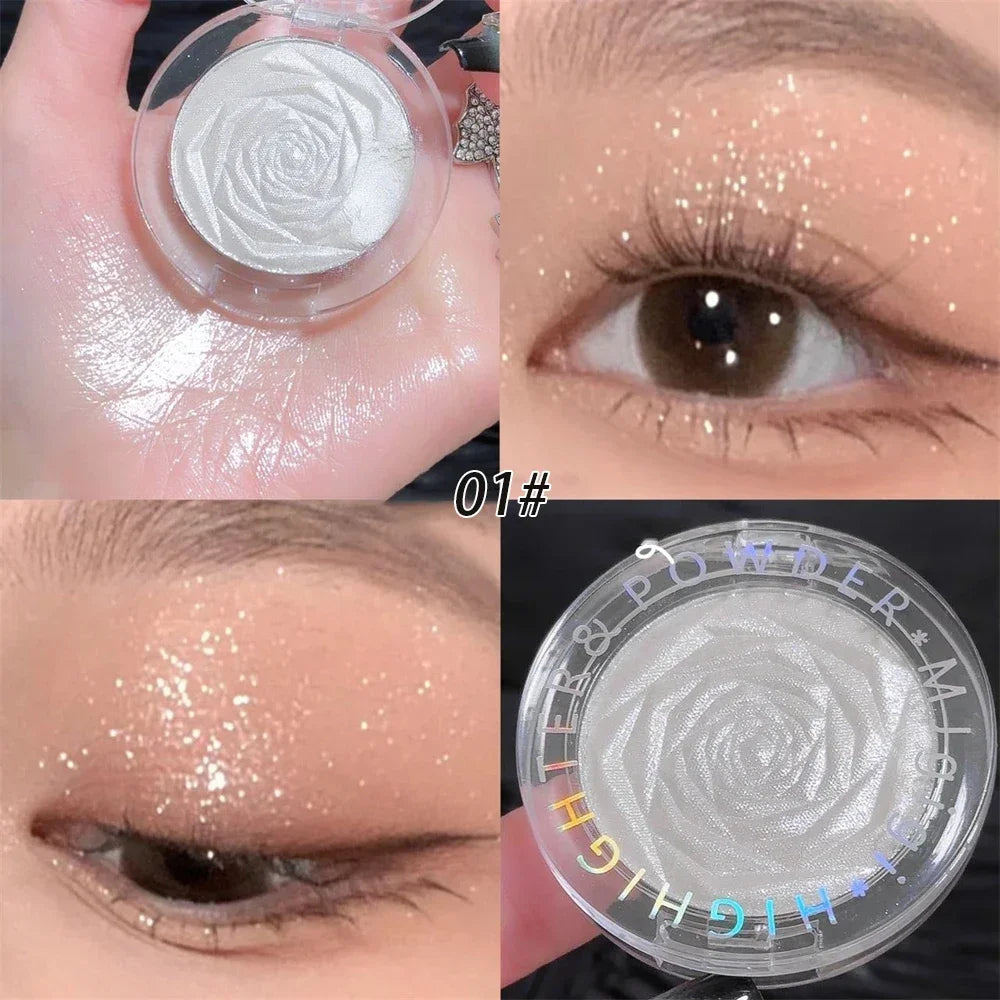 3 Colors Rose Diamond Highlighter Powder Palette Glitter Brighten Highgloss Makeup Ultra-concentrated Glow Face Contour Cosmetic