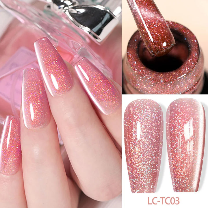 LILYCUTE 7ML Auroras Thermal Gel Nail Polish Nude Dark Purple Glitter Gradient Temperature Color Changing Nail Art Gel Varnishes