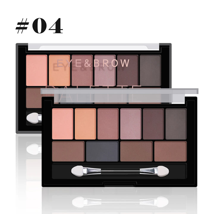 Ten color eyeshadow palette pearlescent matte fine shimmer earth tones beginner daily nude eyeshadow palette makeup