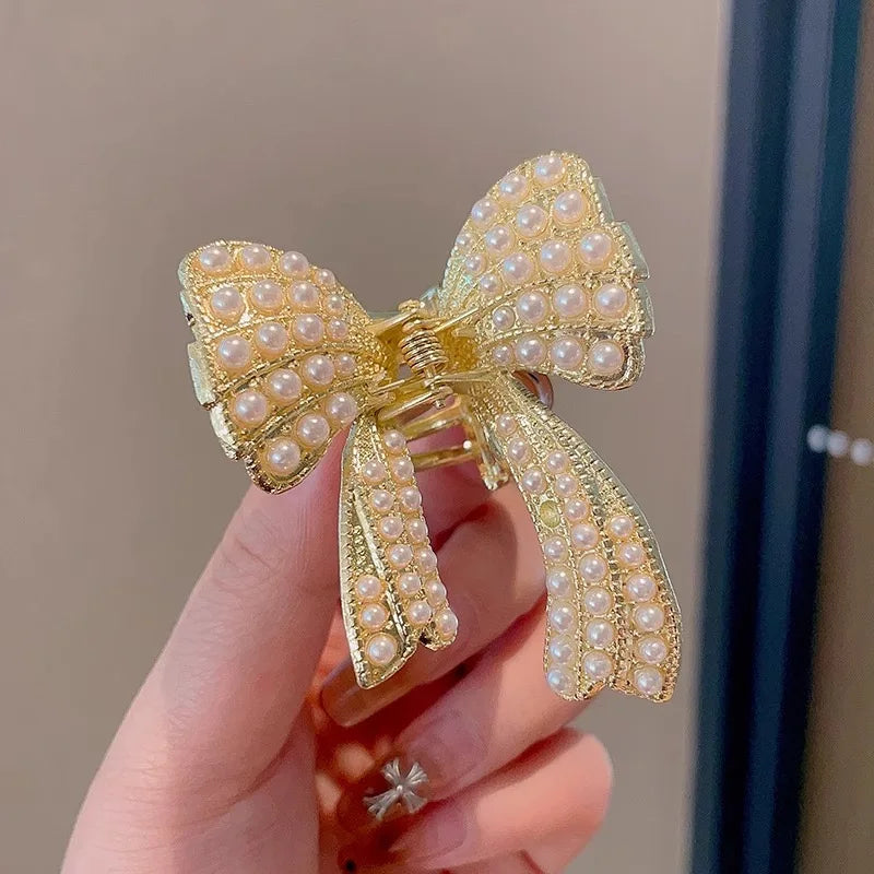 Mini Pearl Hair Claws Clips for Women Elegant Rhinestone Headwear Hairpins Hair Crab Barrettes Hair Accessories for Women