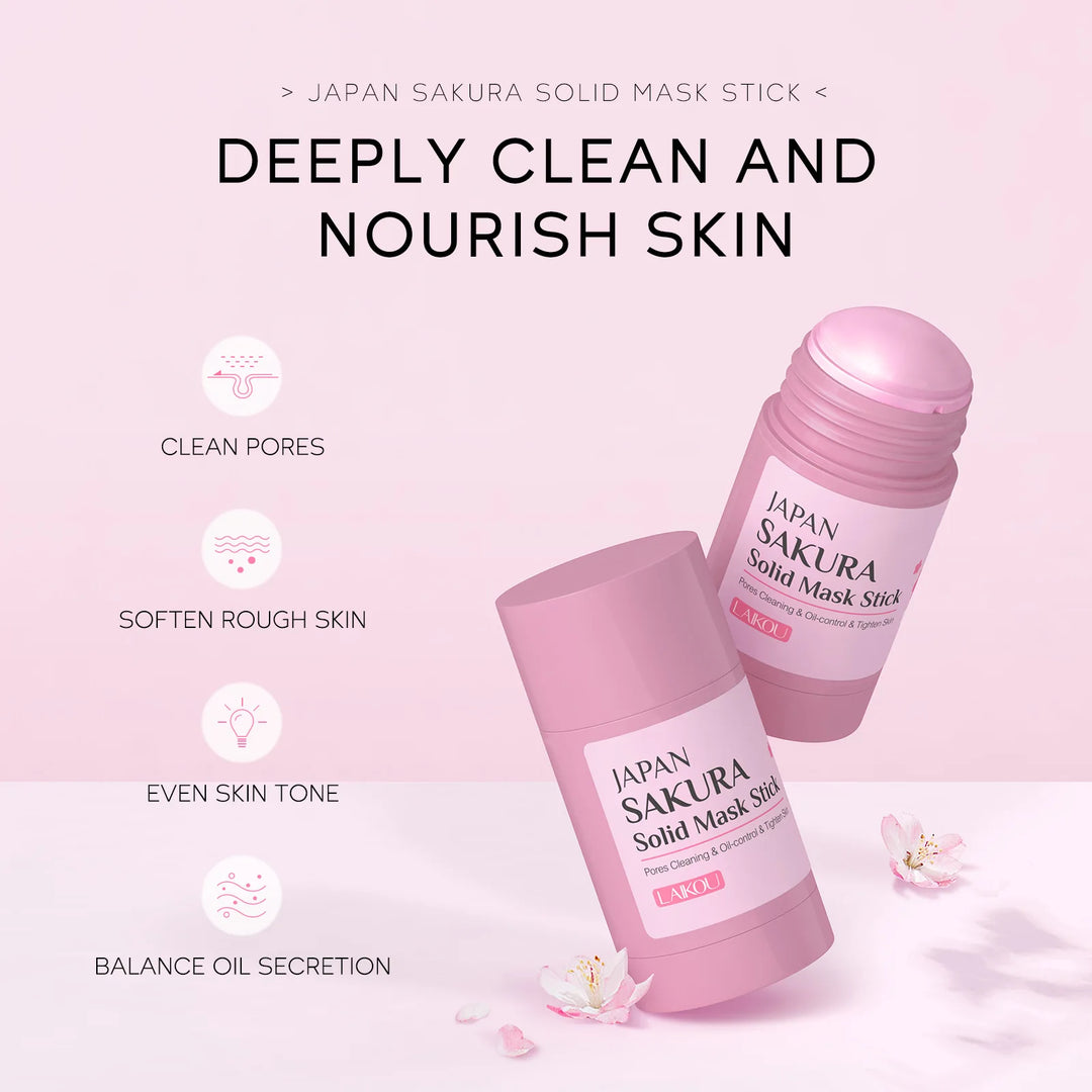 LAIKOU Sakura Solid Facial Masks Stick Clay Face Mask Moisturizing Whitenting Oil Control Removal Blackhead Face Mask