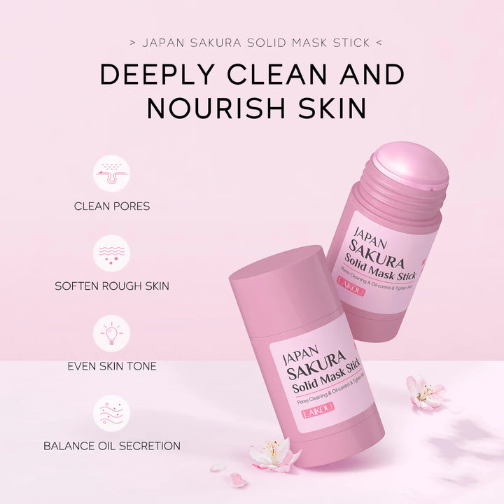 LAIKOU Sakura Solid Facial Masks Stick Clay Face Mask Moisturizing Whitenting Oil Control Removal Blackhead Face Mask