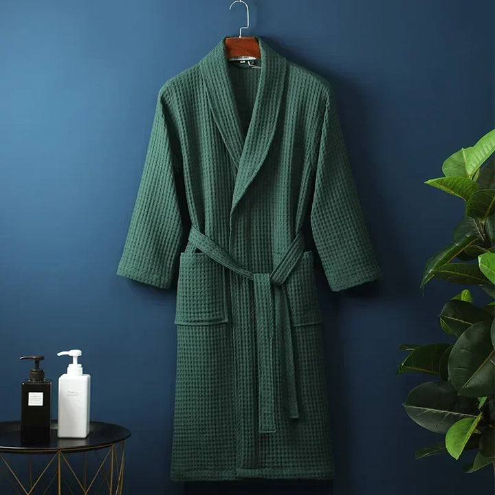 Cotton Terry Robe for Spring and Summer Thin Morning Robe Long Sleeve Waffle Bathrobe Hotel Beauty Bath Towel for Couples