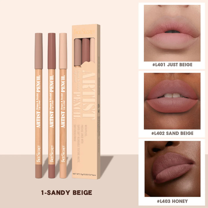 FACE SECRET 4Pcs/Set,Moisturizing Fresh Lightweight Plumping Lip Gloss With Brown LipLiner Set Non-Sticky Liquid Lipstick Makeup