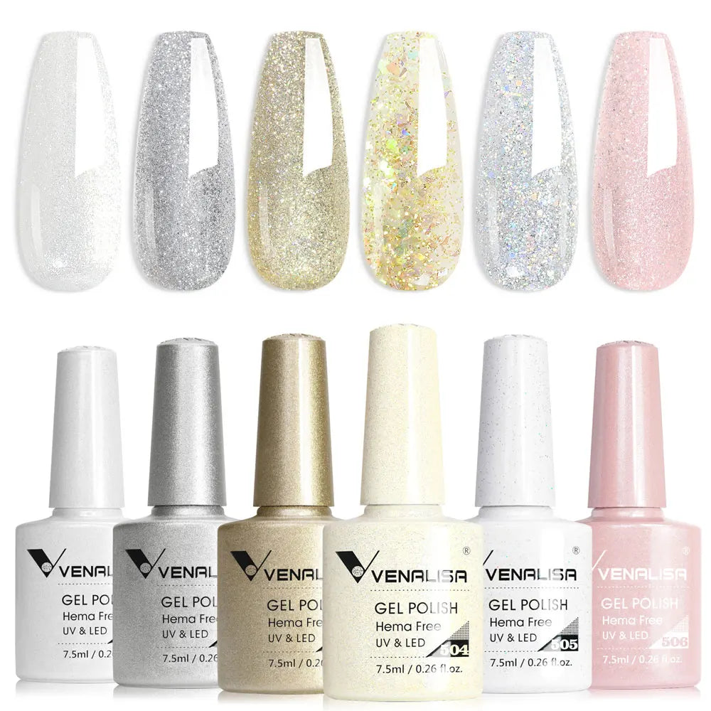 Venalisa HEMA TPO FREE Nail Gel Polish Glitter Gorgeous Full Coverage Soak Off UV LED French Nail Jelly Pink Nude Collection