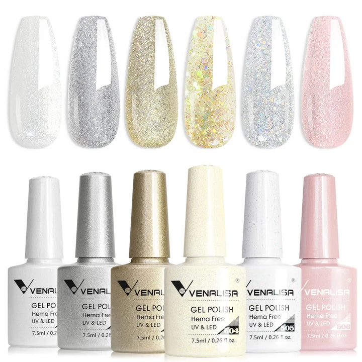 Venalisa HEMA TPO FREE Nail Gel Polish Glitter Gorgeous Full Coverage Soak Off UV LED French Nail Jelly Pink Nude Collection