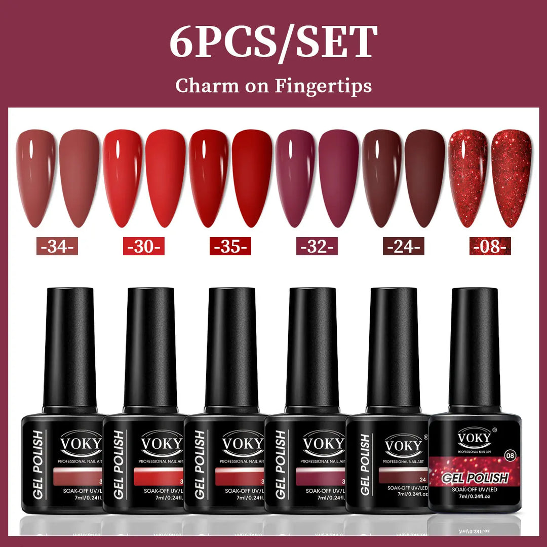 VOKY 6-Piece Set of Nail Gel, Seasonal Fashionable Nail Gel, The Perfect Gift for Ladies to Give During Festivals